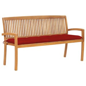 vidaXL Stapelbare Gartenbank mit Auflage 159 cm Massivholz Teak