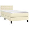 vidaXL Boxspringbett mit Matratze & LED Creme 80x200 cm Kunstleder