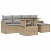 vidaXL Sitzgruppe f&uuml;r den Outdoor 6 Stk. Beige Poly Rattan