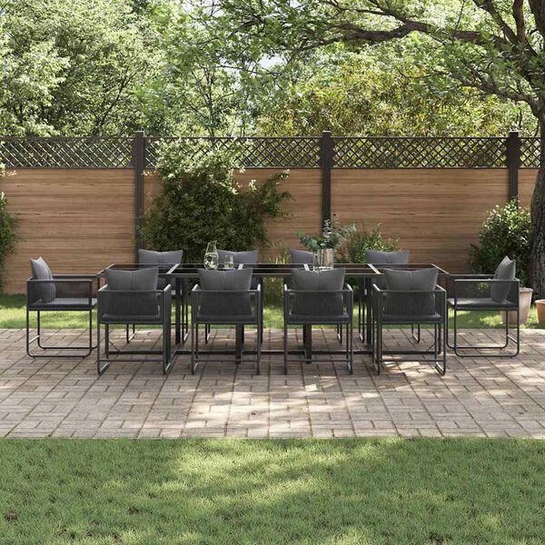 vidaXL Garten Essgruppe 11 pcs Schwarz Stahl