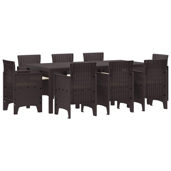 vidaXL Garten Essgruppe 9 pcs Braun Polt Rattan