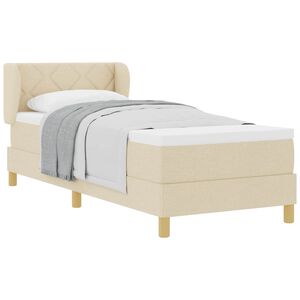 vidaXL Boxspringbett mit Matratze mit Kopfteil Creme 80 x 200 cm Stoff