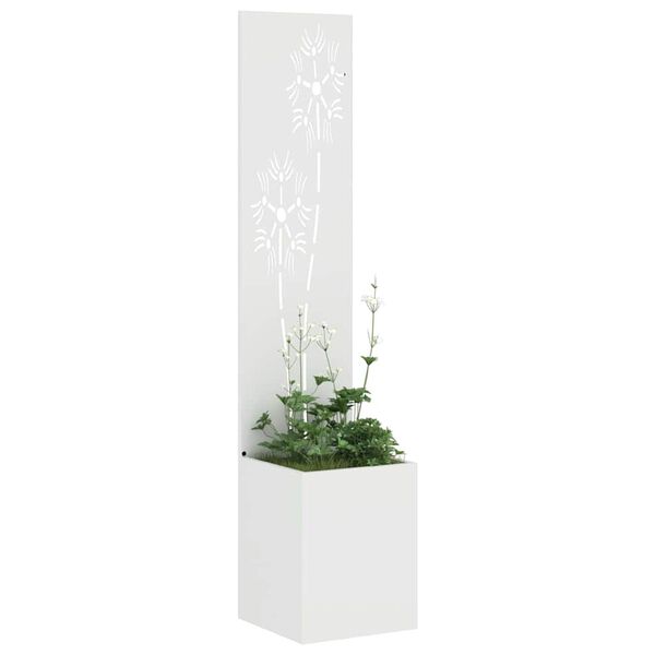 vidaXL Garten Sichtschutz-Leinwand Floral Wei&szlig; 32 x 150 cm
