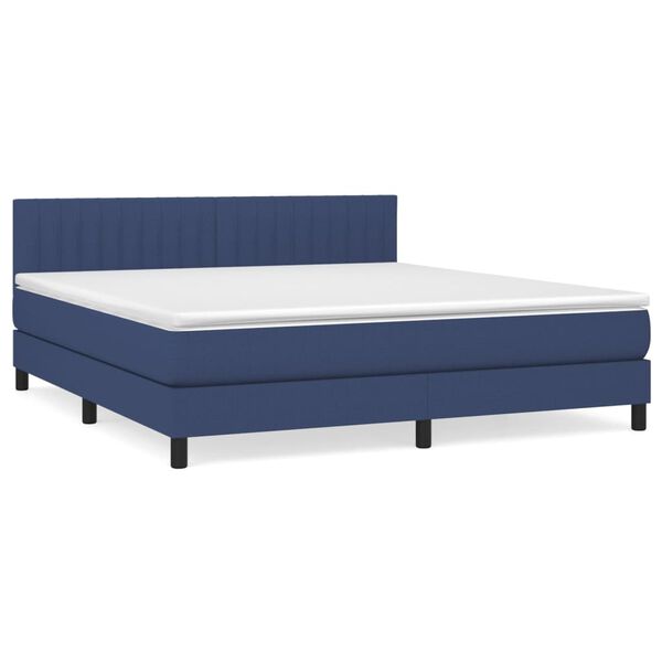 vidaXL Boxspringbett mit Matratze Blau 180x200 cm Stoff