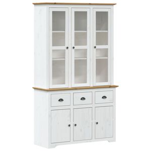 vidaXL Highboard BODO Wei&szlig; Braun 115,5x43x200,5 cm Massivholz Kiefer