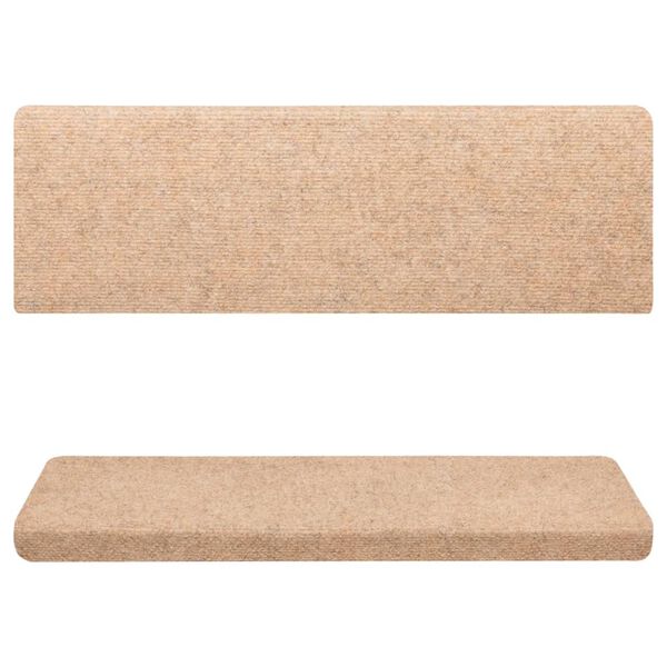 vidaXL Stufenmatten Selbstklebend 15 Stk. 65x21x4 cm Creme Rechteckiger Rand