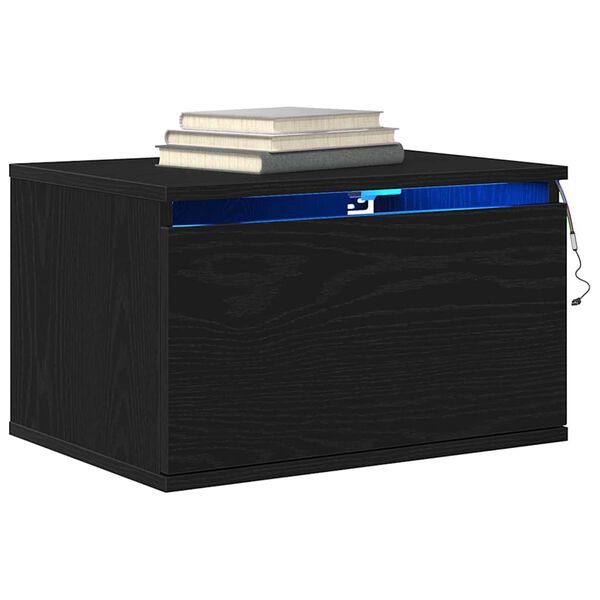 vidaXL Wandmontiertes Nachttischchen Schwarz Eichen-Optik