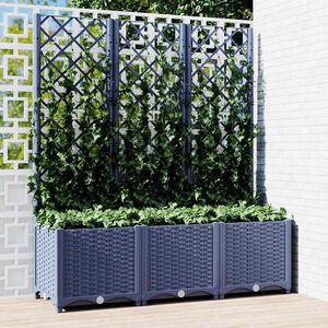 vidaXL Pflanzk&uuml;bel mit Spalier Blaugrau 120x40x136 cm PP