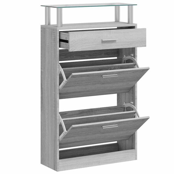 vidaXL Schuhschrank Grau Sonoma 63x24x104 cm Holzwerkstoff