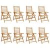 vidaXL Gartenstuhl Verstellbar 8 Stk. Beige Massivholz Akazie
