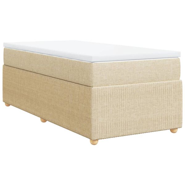 vidaXL Boxspringbett mit Matratze Creme 80x200 cm Stoff