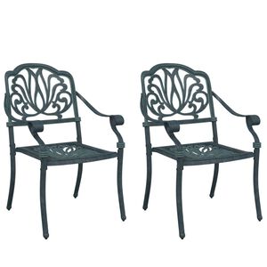 vidaXL Gartenst&uuml;hle 2 Stk. Gr&uuml;n Aluminiumguss