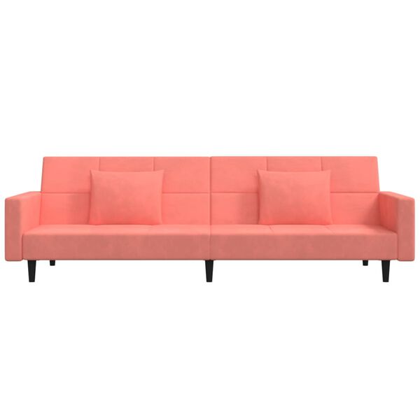 vidaXL Schlafsofa 2-Sitzer mit 2 Kissen Rosa Samt