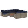 vidaXL 13-teiliges Gartensofa-Set mit Kissen, grau, Polyrattan