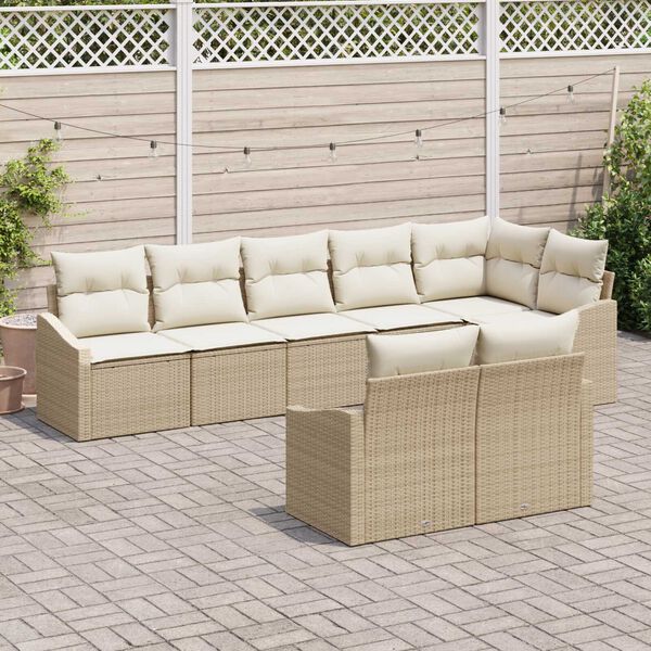 vidaXL Sofa Set mit Kissen 8 pcs Beige Poly Rattan