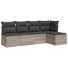 vidaXL 5-tlg. Garten-Sofagarnitur mit Kissen Hellgrau Poly Rattan