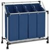 vidaXL W&auml;schesortierer mit 4 Taschen Blau Stahl