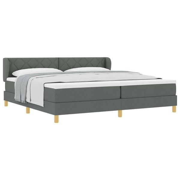 vidaXL Boxspringbett mit Matratze Dunkelgrau 200 x 200 cm Stoff