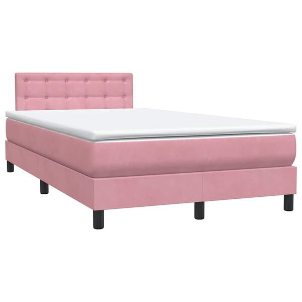 vidaXL Boxspringbett mit Matratze Rosa 120x220 cm Samt