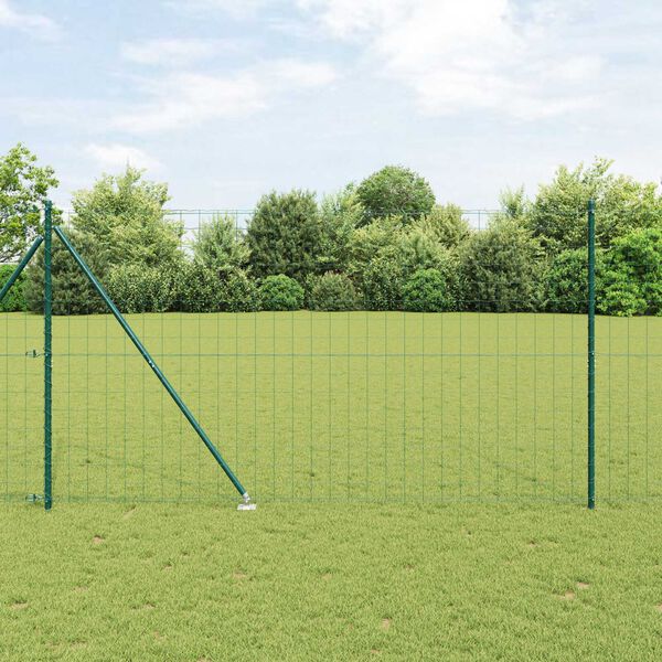 vidaXL Zaun mit Pfosten Gr&uuml;n 1,5 x 10 m Stahl