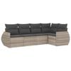 vidaXL 5-tlg. Garten-Sofagarnitur mit Kissen Hellgrau Poly Rattan