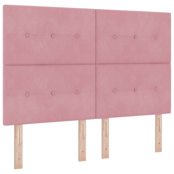 vidaXL Boxspringbett mit Matratze mit Kopfteil Rosa 190 x 140 cm Samt
