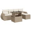 vidaXL 6-tlg. Garten-Sofagarnitur mit Kissen Beige Poly Rattan