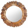 vidaXL Wandspiegel 60 cm Teak Rund