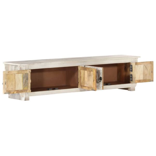 vidaXL TV-Schrank Weiß 140x30x35 cm Massivholz Mango