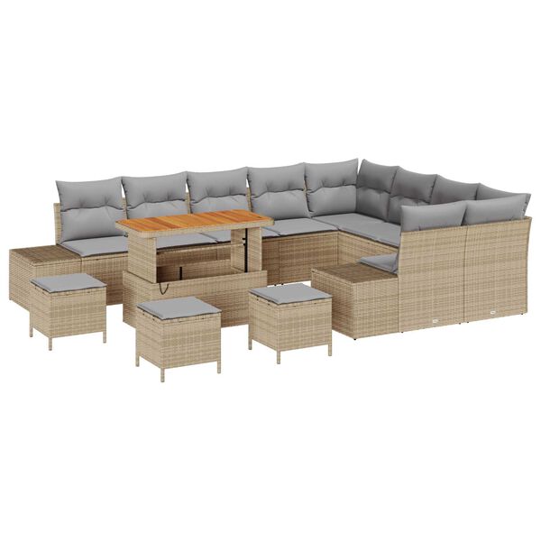 vidaXL Garten-Sofa-Set mit Kissen mit Kissen 13 pcs Beige und Hellgrau