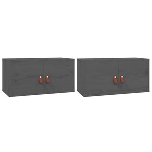 vidaXL Wandschr&auml;nke 2 Stk. Grau 60x30x30 cm Massivholz Kiefer