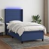 vidaXL Boxspringbett mit Matratze & LED Blau 90x200 cm Stoff