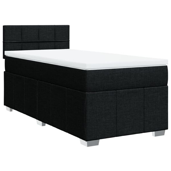 vidaXL Boxspringbett mit Matratze Schwarz 90x190 cm Stoff
