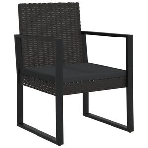vidaXL Gartensessel mit Kissen Schwarz Poly Rattan