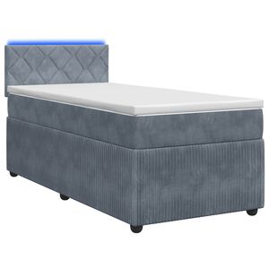 vidaXL Boxspringbett mit Matratze und LED Dunkelgrau 90 x 190 cm Samt