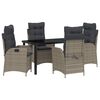 vidaXL Garten Essgruppe mit Kissen 5 pcs Grau Poly-Rattan