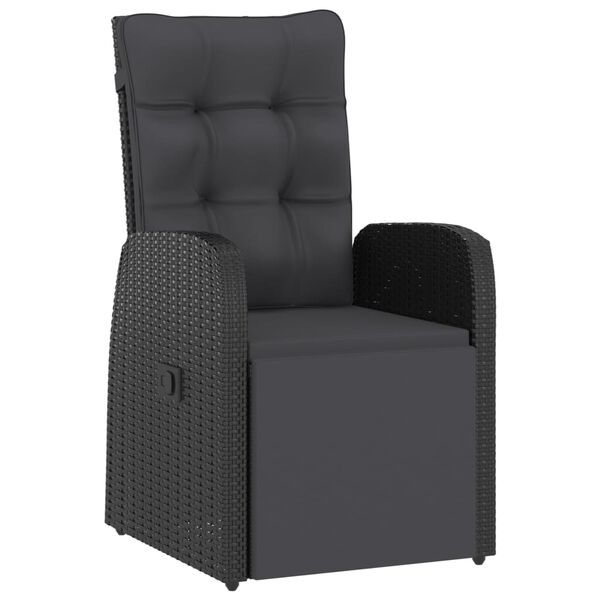 vidaXL 7-tlg. Garten-Essgruppe mit Kissen Schwarz Poly Rattan