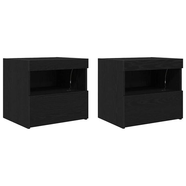 vidaXL Nachttisch 2 pcs Schwarz Eichen-Optik 50 x 40 x 45 cm