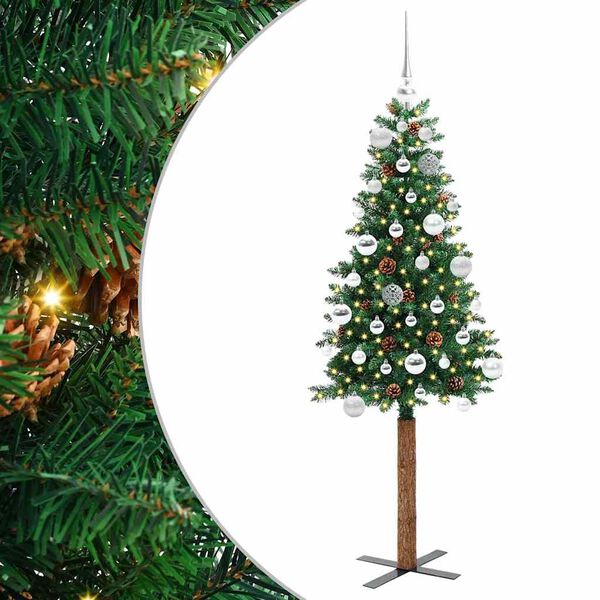 vidaXL Schlanker Weihnachtsbaum mit 150 LEDs mit St&auml;nder Gr&uuml;n 150 cm