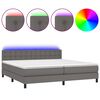 vidaXL Boxspringbett mit Matratze & LED Grau 200x200 cm Kunstleder