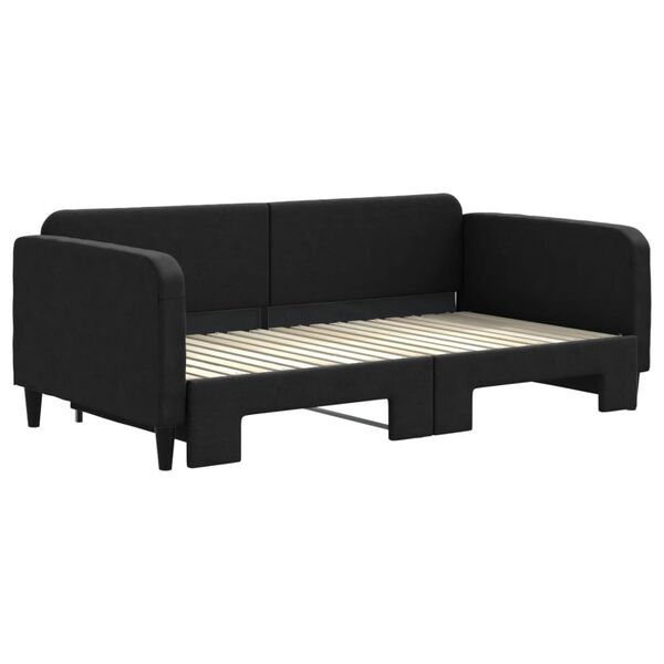 vidaXL Tagesbett Ausziehbar Schwarz 90x190 cm Stoff