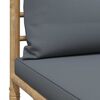 vidaXL 3-tlg. Garten-Lounge-Set mit Dunkelgrauen Kissen Bambus