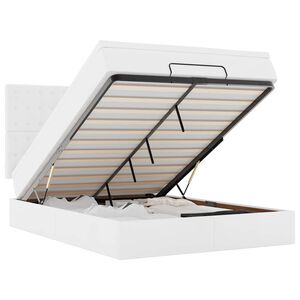 vidaXL Ottoman-Bett mit Matratze & LEDs Wei&szlig; 140x200 cm Kunstleder