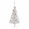 vidaXL K&uuml;nstlicher Weihnachtsbaum Beleuchtung & Kugeln Silber 150 cm