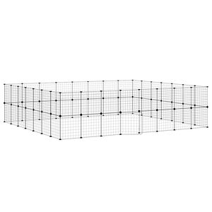 vidaXL 60-tlg. Haustierk&auml;fig mit T&uuml;r Schwarz 35x35 cm Stahl