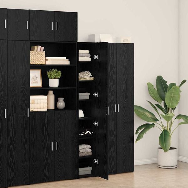 vidaXL Highboard 2 pcs Schwarz Eichen-Optik 30 x 42,5 x 185 cm