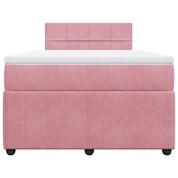 vidaXL Boxspringbett mit Matratze Rosa 120x200 cm Samt