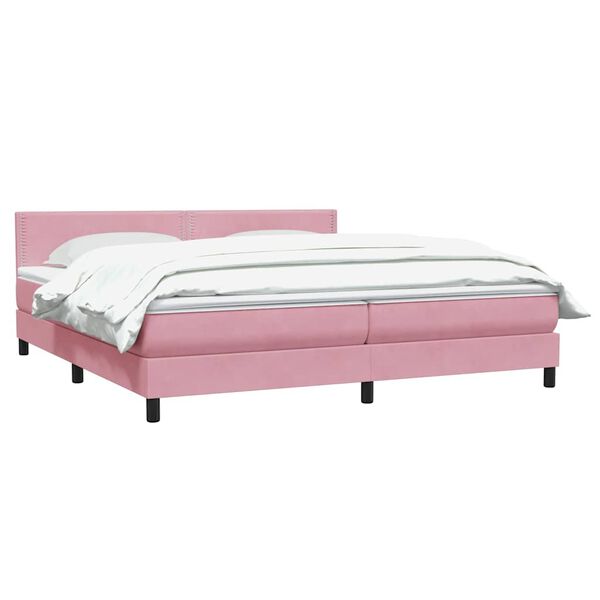 vidaXL Boxspringbett mit Matratze Rosa 180x220 cm Samt