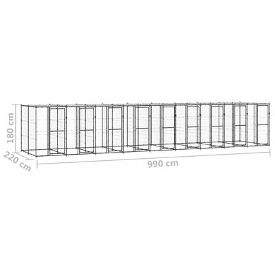 vidaXL Outdoor-Hundezwinger Stahl mit Überdachung 21,78 m²