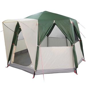 vidaXL Cabin Zelt 3-Personen mit Dach Gr&uuml;n und Wei&szlig; 320 x 320 x 203 cm